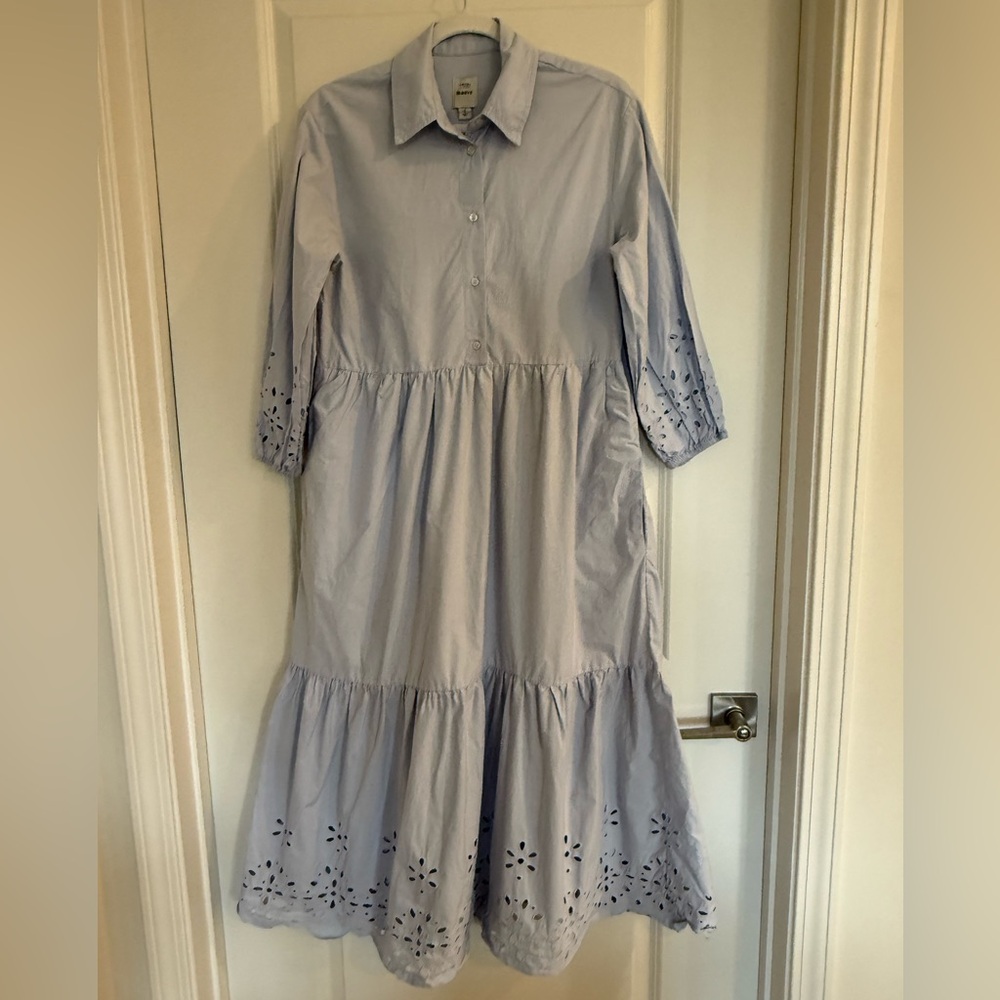 Maeve Bettina Tiered Shirt Dress-Light Blue Eyelet - Picture 2 of 15